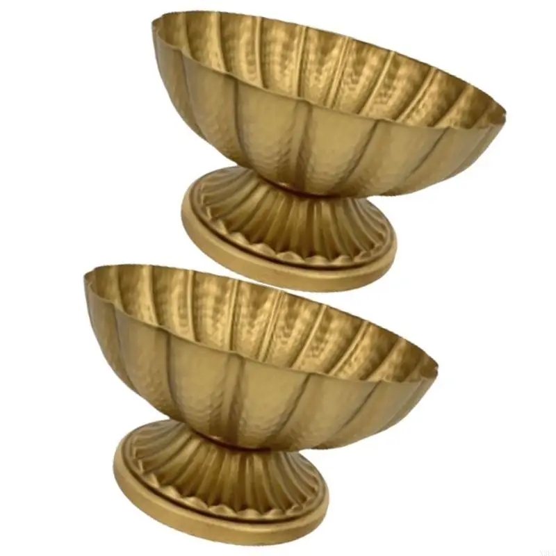 Stylish Flower Vases Pair of Vintage Iron Centerpieces Bowls Portable Decoration for Parties Supplies and Event X3UC
