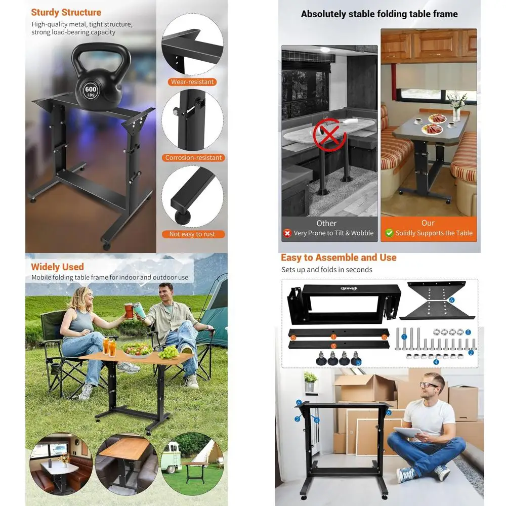 

Adjustable RV Folding Table Leg, Portable Dinette Table Base Legs Stand/Bed Base Replacement, Fit for Caravan Motorhome/Yachts/C