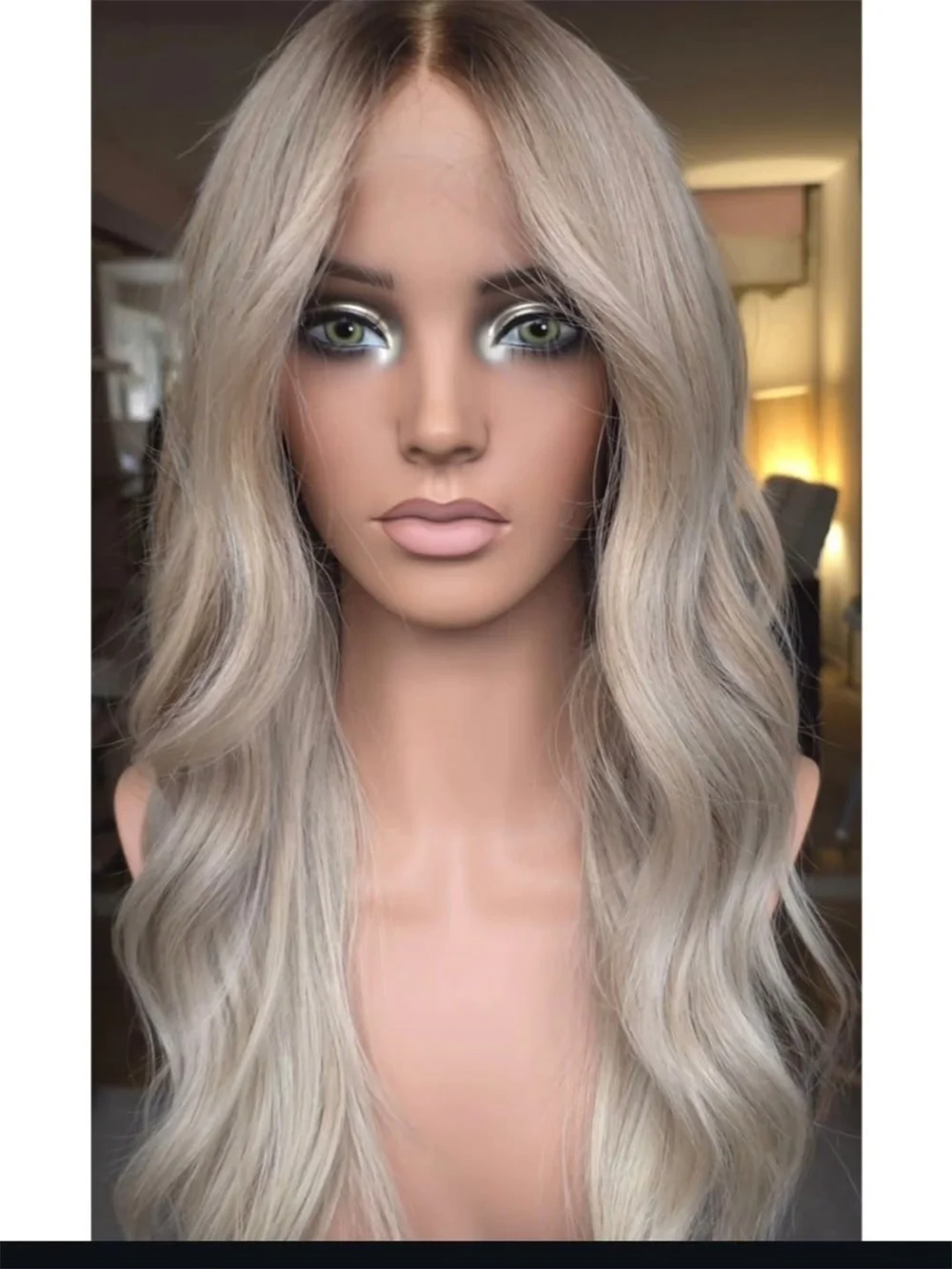 26 Inch Long Wave Wig Creamy Golden Blonde Highlights Synthetic Lace Front Wig Original Factory Cheap Wigs Party