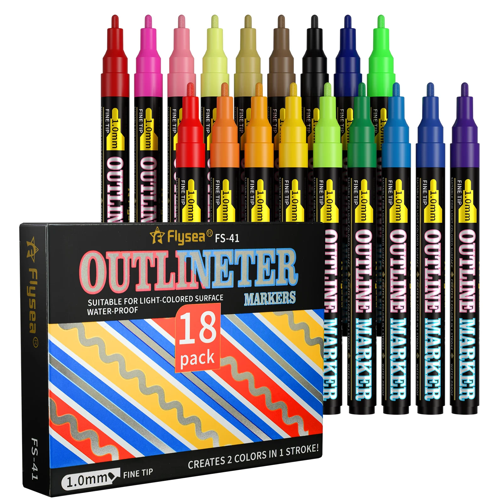 12-Color/18-Color Dual-Line Outline Pens, Colored Acrylic Paint Markers, Markers, Quick-Drying and Waterproof, Comprehensive Color Range, Strong Coverage, Felt-Tip Pen Stationery Set, for Art Drawing, Suitable for Canvas, Rock Painting, Wood, Stone, Glass, Ceramics, Fabric Painting, DIY Crafts, Back-To-School Supplies