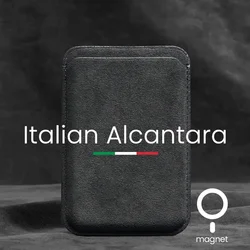 YMW Magnetic ALCANTARA Card Holder for iPhone 16 Pro Max 15 14 13 Luxury Artificial Leather Supercar Suede Wallet Bag Cases