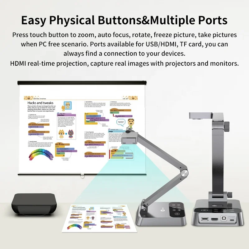 18MP A3 Visual Presenter Digital Physical Displaying Web Meeting Hd Tanpa Wifi