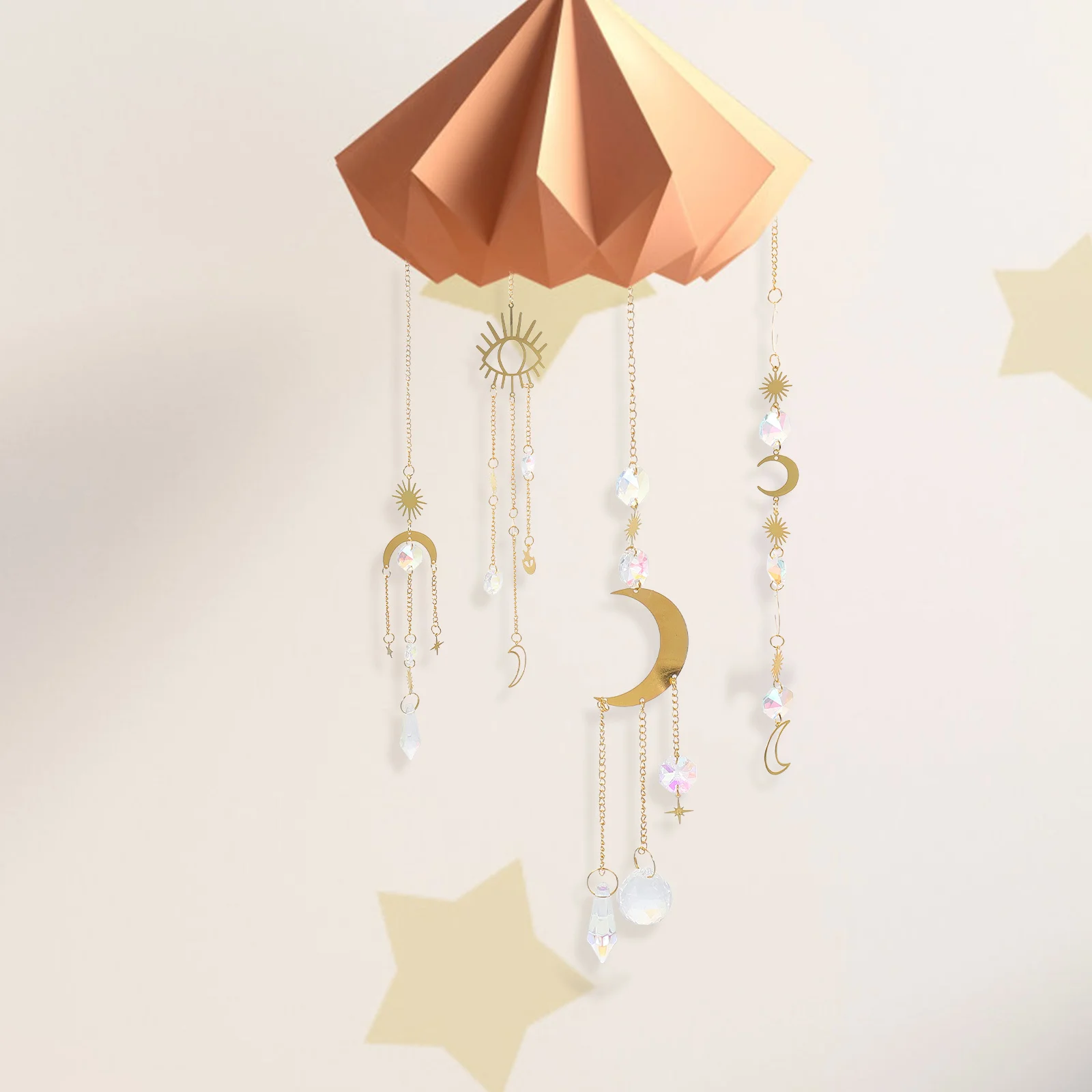 

5Pcs Crystal Sun Moon Hanging Decoration Rainbow Maker Pendant Garden Window Balcony Hanging Ornament Home Decor