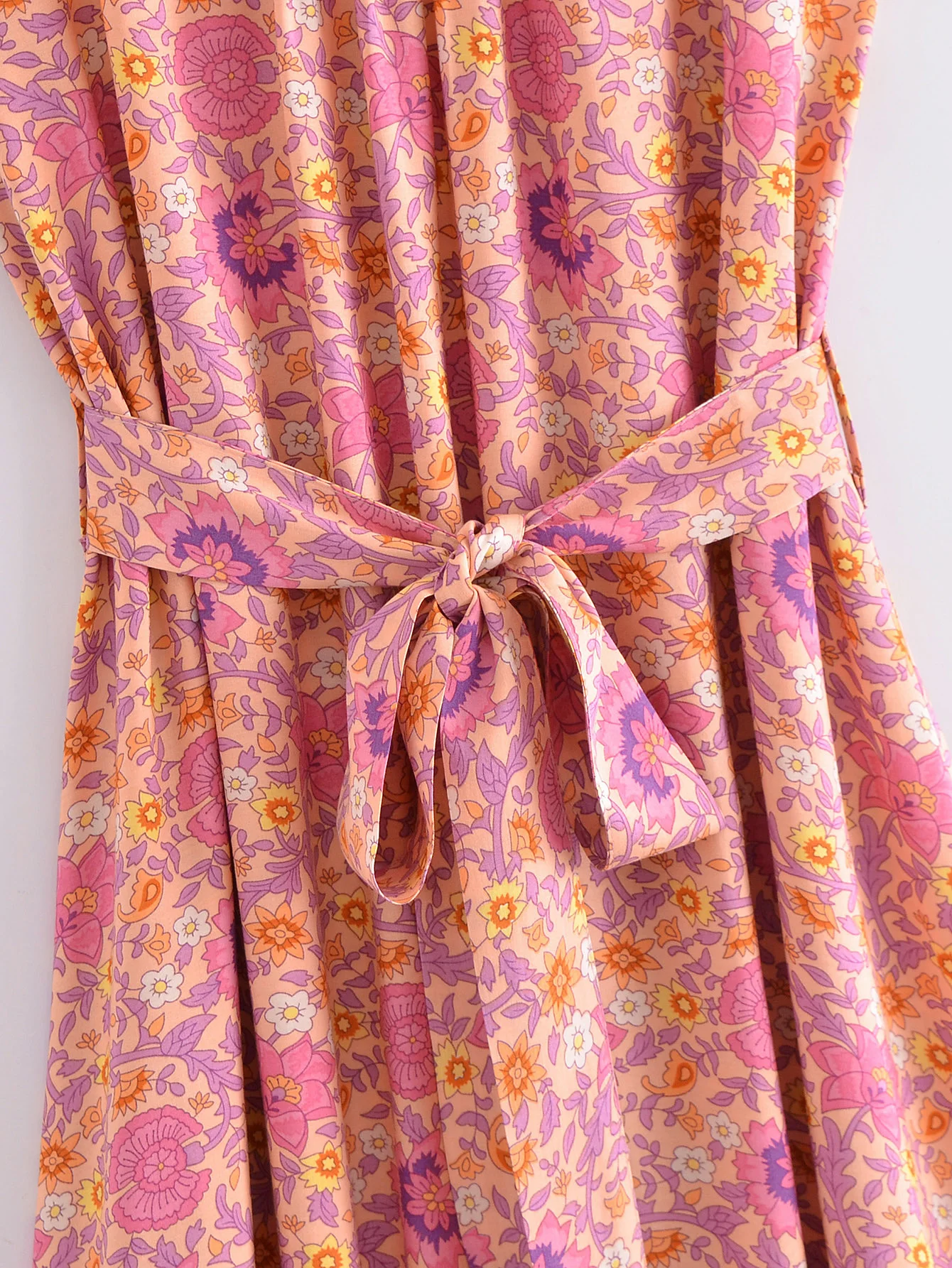 Robe Longue à Imprimé Floral pour Femme, Col en V, Style Ethnique, Ceinture à Nministériels d, Dos Bas, Midi, Plage, Vacances, Été, 2023