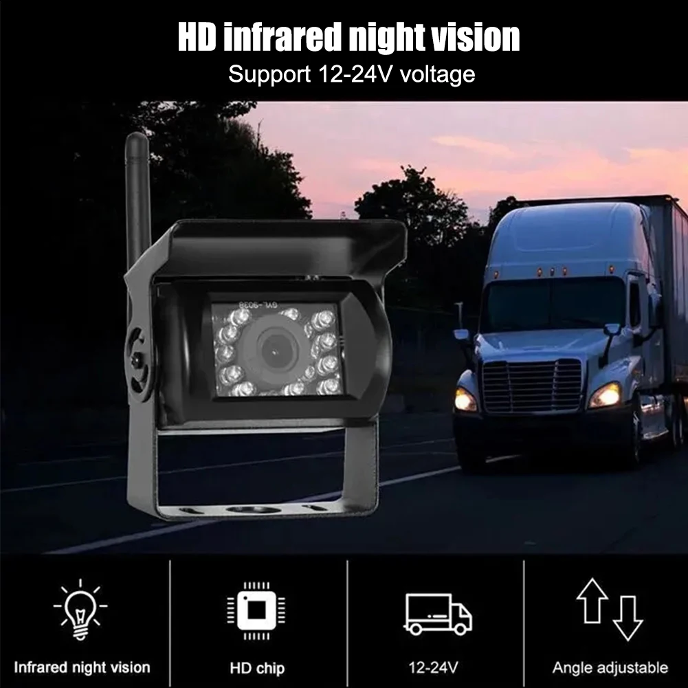 Kamera mundur nirkabel, 12v-24v WIFI untuk truk bus kamera Tampak belakang HD dengan penglihatan malam IR jarak 100m untuk iOS Android