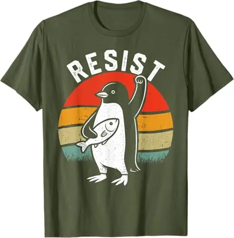 البطريق مقاومة قائلا المحملة جعل الأسماك رخيصة مرة أخرى! تي شيرت برسومات مقاومة البطريق الرجعية المقاومة مضحك الفن Y2k بلايز هدية مبتكرة #5