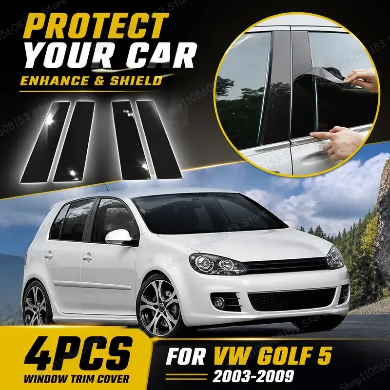

For VW Volkswagen Golf 5 2003–2009 Interior Trim Kit Black C Pillar B Pillar Window Surround Covers Automotive Styling