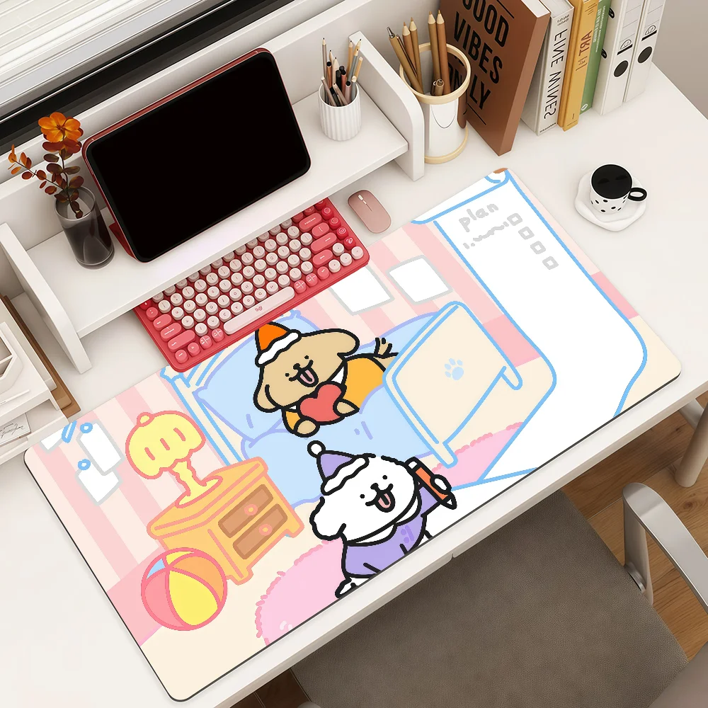 Line Dog M-maltese Funny Mouse Pad Anti Slip Rubber Edge Locked Thickened Laptop Gaming Desk Mat