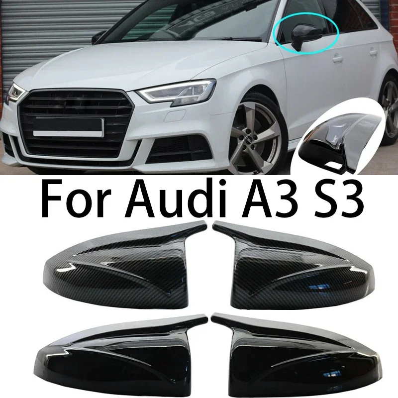 

Car Rear View Side Mirror Covers Caps For Audi A3 S3 8V RS3 Replacement 2015 2016 2017 2018 2019 Carbon Look