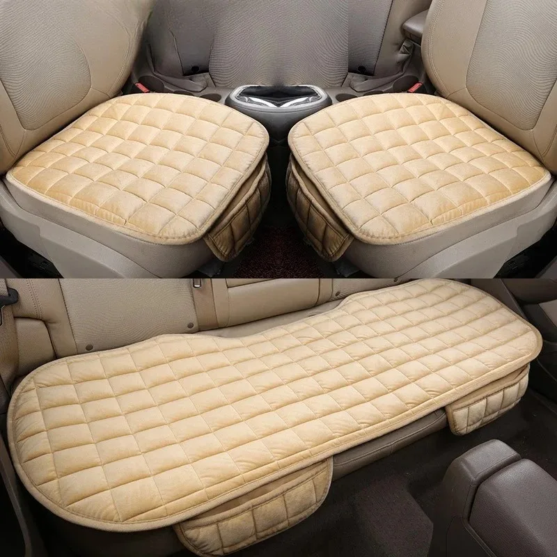 Soft Car Seat Cover Skin-Friendly Plush Automotive Seat Cushion Anti Slip Auto Seat Protector Universal for Sedan Suv