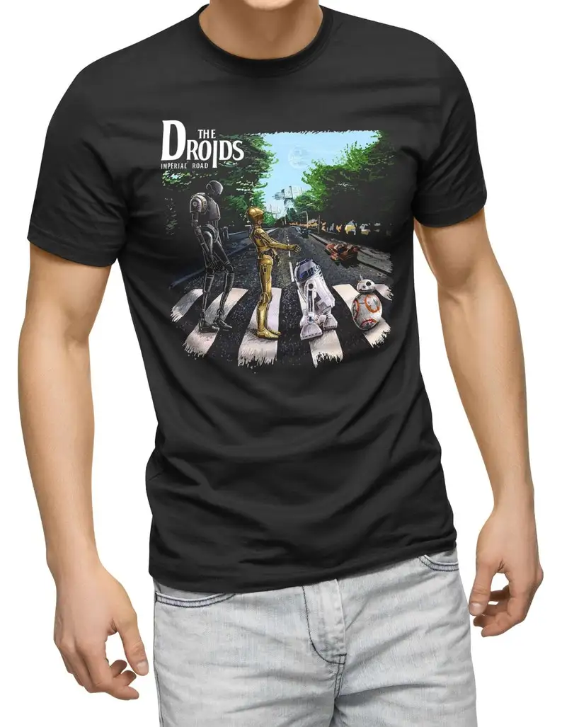 Droids Abbey Road T-Shirt Movie Music Mashup Adults Gift For Men T Shirt