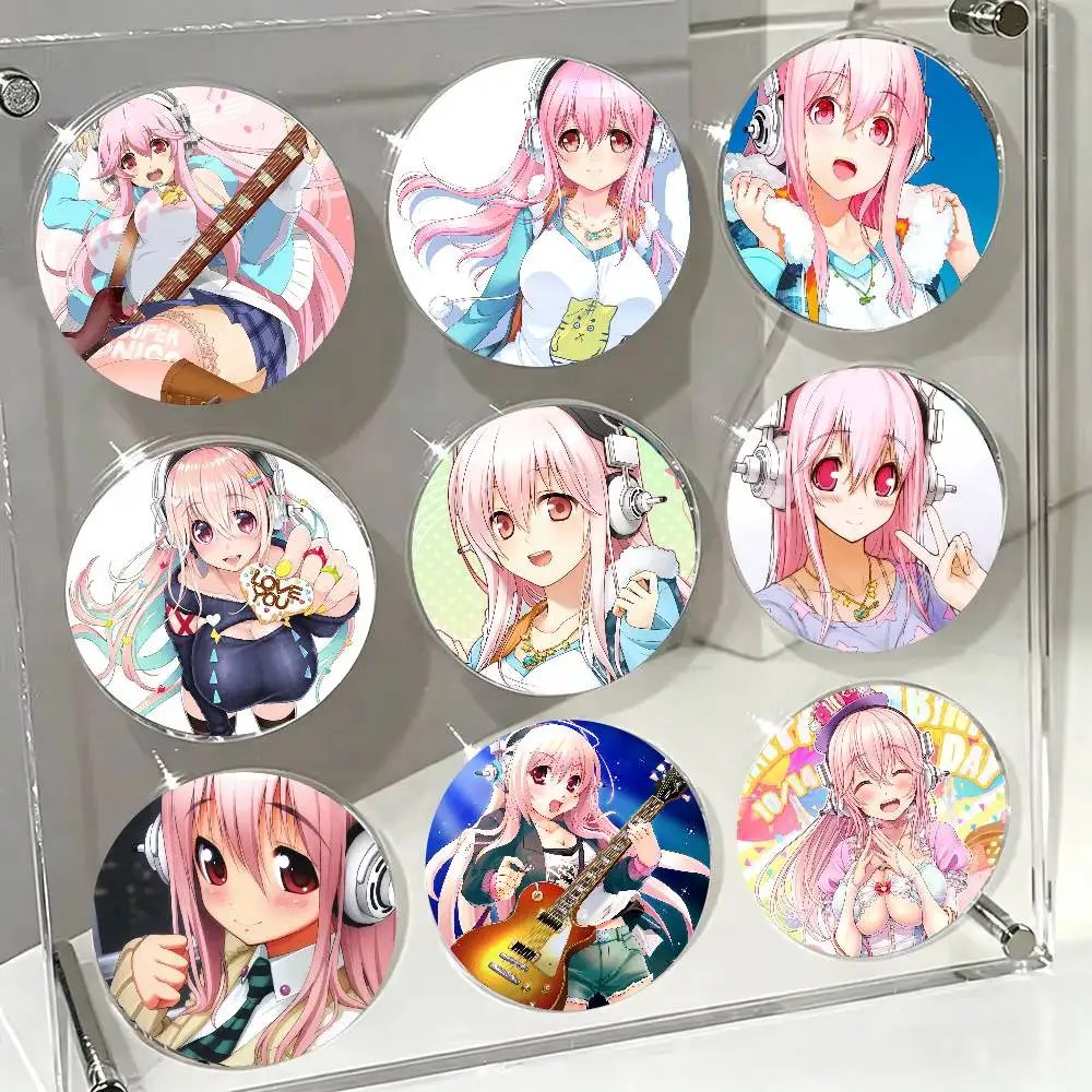 Manga Singer Super Sonico Badge Tinplate Meme Round Brooch For Hat Bag Creative Lapel Jewelry Accessories Gifts