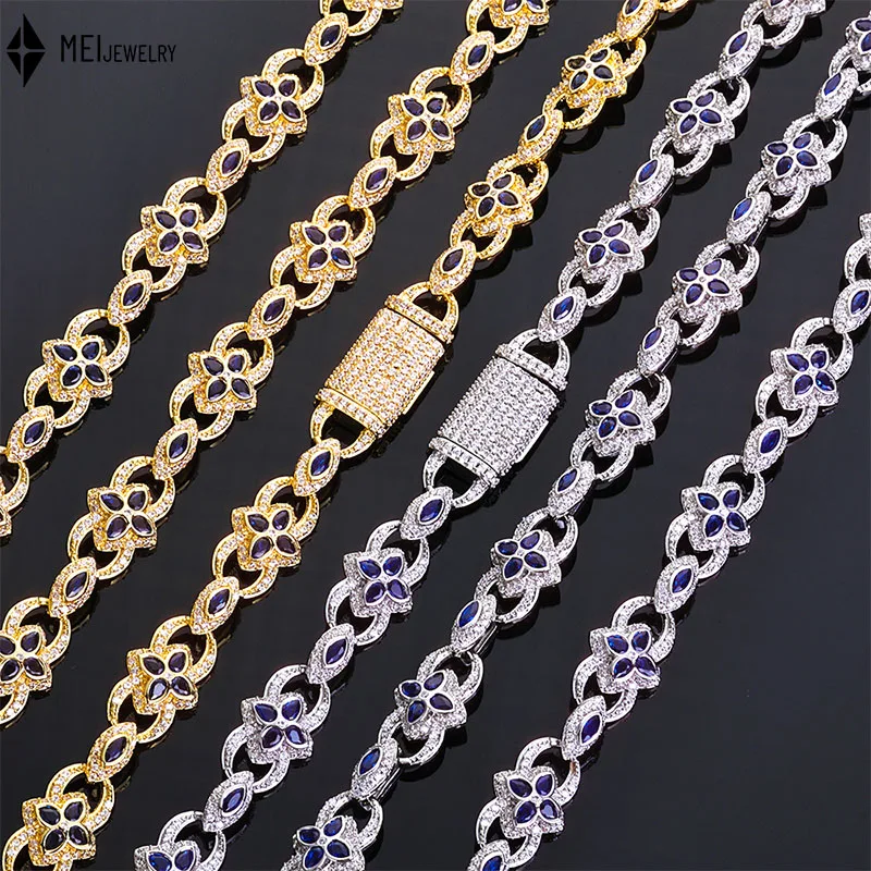 

Hip hop Four Leaf Clover Necklace Trendy Creative Eye 8-Word Chain Colored Cubic Zirconia Bracelet Jewelry Set Customization