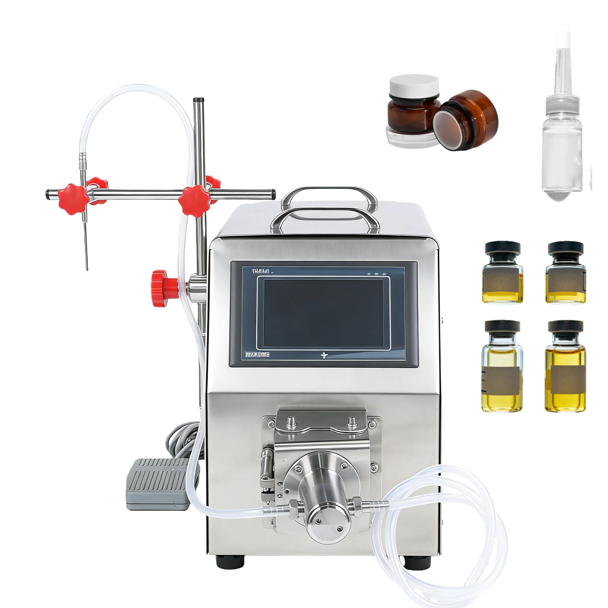 Semi-Automatic Ceramic Pump Cosmetics Pet Bottle Filling Machine Serum Solvent Solution Liquid Small Bottle Vial Filling Machine