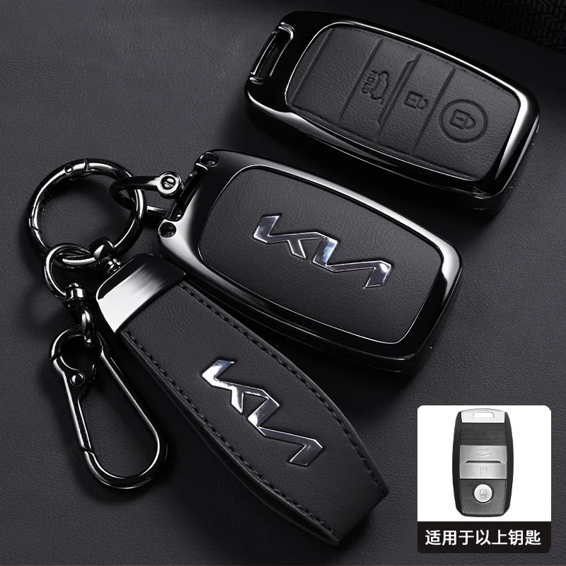 Capa de couro de metal para kia rio rio5 sportage ceed cerato k3 kx3 k4 k5 sorento optima picanto capa de chave inteligente remota do carro