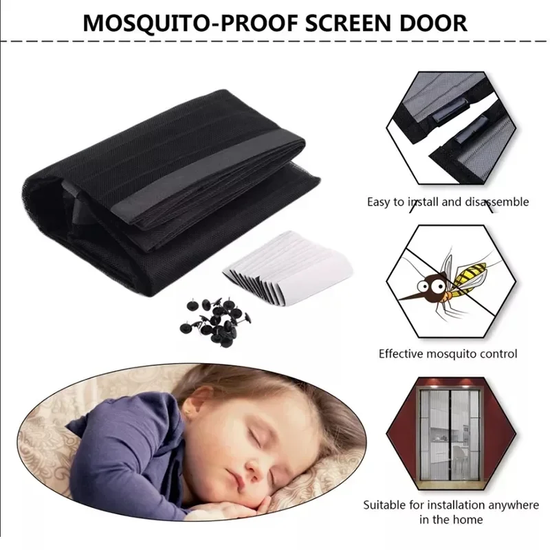 Punch-free Magnetic Mosquito Net Anti Bug Insect Fly Mesh Door Curtains Automatic Closing Screen Suitable For Home Sliding Doors