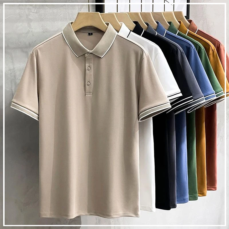 2024 Summer Lapel Collar Simplicity Generous Temperament Senior Leisure Trend Solid Color Comfort Popularity Men's Polo Shirts