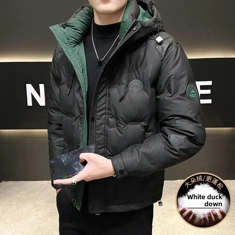 High Quality Men's Hooded Duck Down Jackets Winter Loose Warm Puffer Coat Youth Streetwear Plus Size M-5XL Padded Parka Clothing