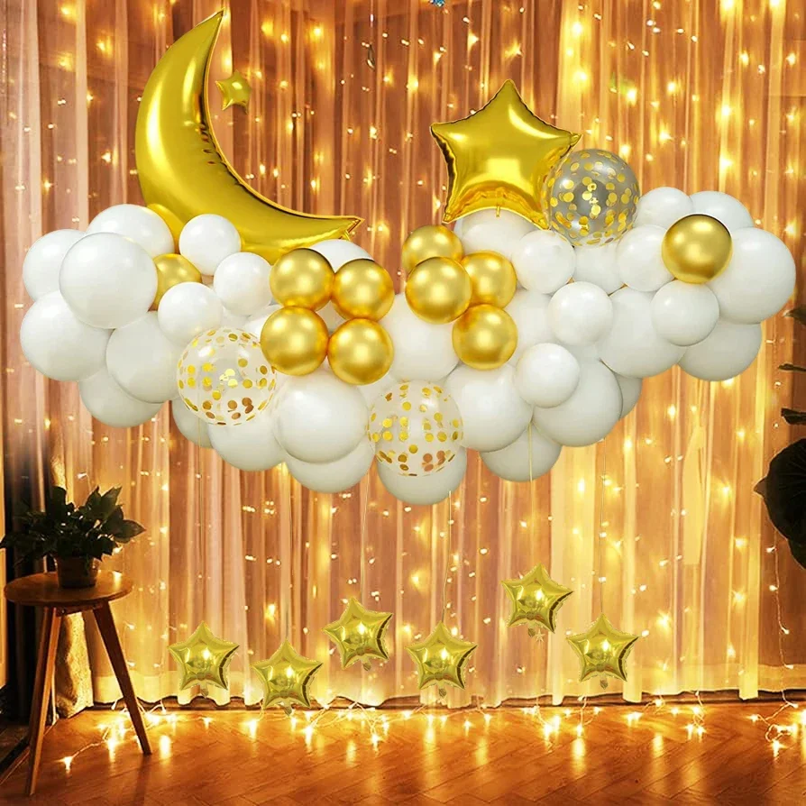 53pcs Moon Star Balloon Garland Arch Set Kids Birthday Party Decorating Room Decoration Ramadan Muslim Diy Party Balloons