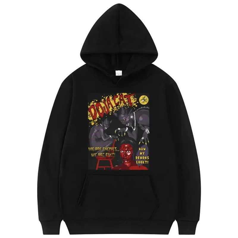 Rapper Doja Cat Scarlet Tour Hoodie How My Demons Look Hoodies Men Women Hip Hop Oversized Sweatshirt Men's Vintage Streetwear