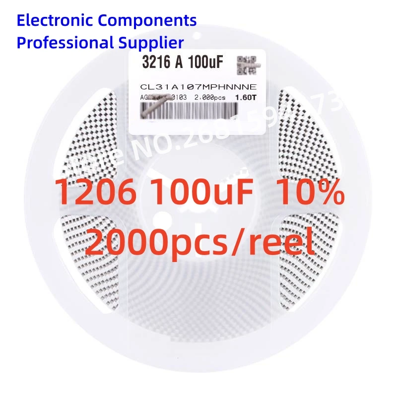 2000pcs/reel SMD chip capacitor 1206 100UF 10V 16V 25V 50V 6.3V 3216 3.2X1.6mm 10% X5R CL31A1007KAHNNNE NEW High quality 1 reel