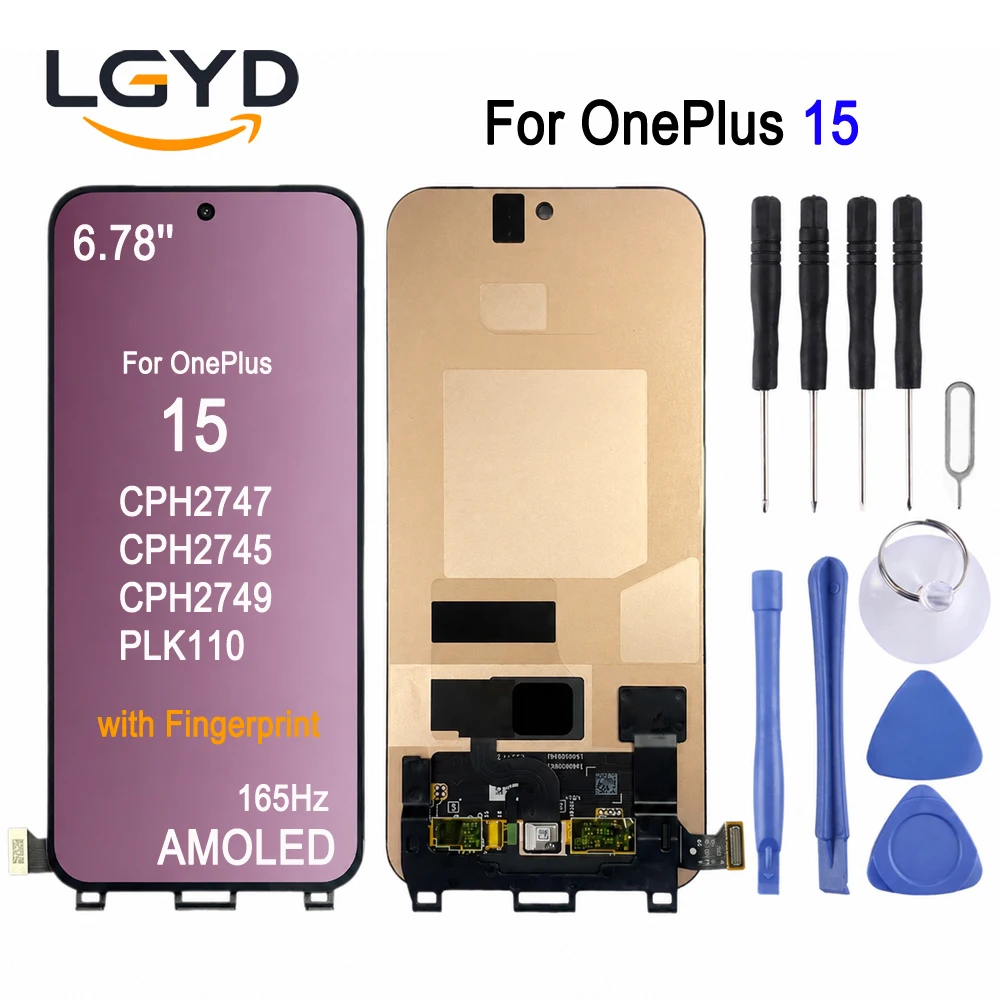 6.78'' 165Hz AMOLED Screen For OnePlus 15 5G, CPH2745 CPH2747 CPH2749 PLK110 Phone Display Touch Screen with Fingerprint Cable