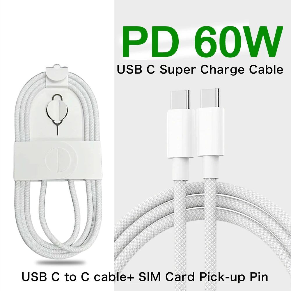 1-50 Stuks Originele PD 60W Snel Opladen Type C Kabel Voor Apple iPhone 13 14 12 11 17 Air 15 16 Pro Max Plus Weven Oplaadkabel