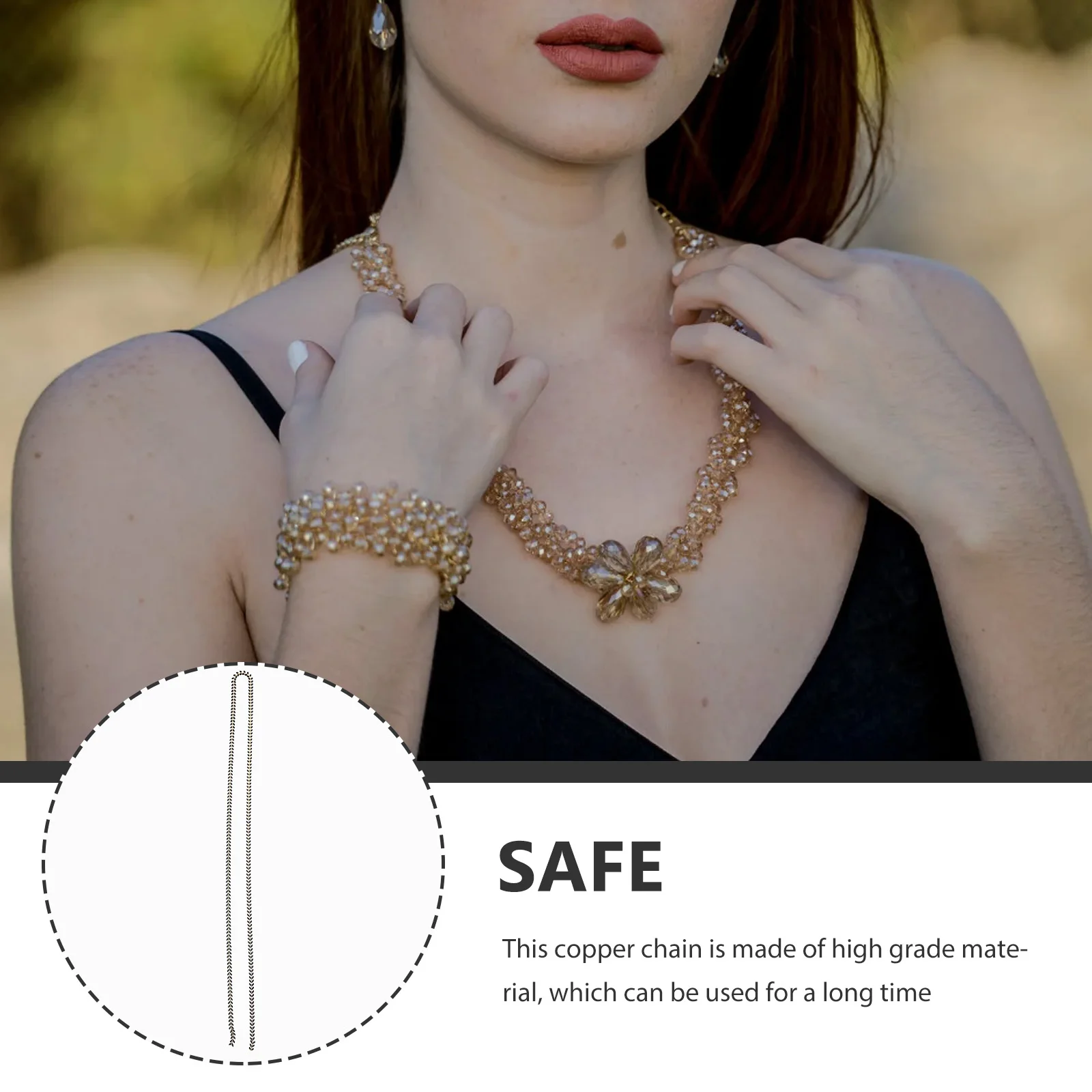 

Copper Chain Leaf Necklace Decor Material for DIY Bracelet Hairpin Craft Project Lightweight Portable Accessories