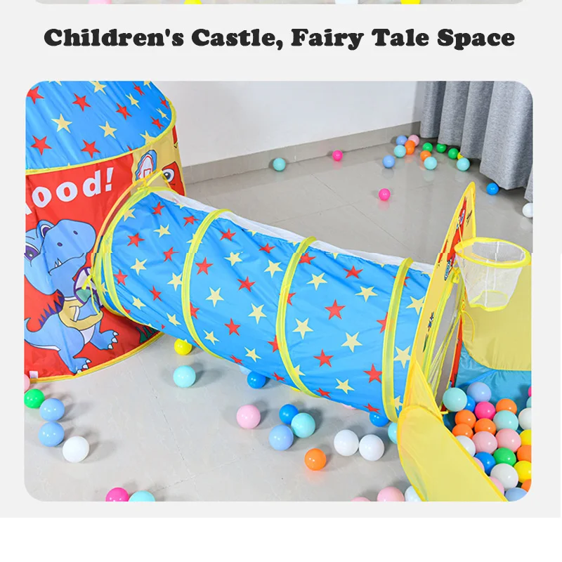 Portable Children's Tent Beach Toys Cartoon Ball Pool Kids Tent 3 in 1 Pop-up Tent Play House Outdoor Child Teepee Toy Tents