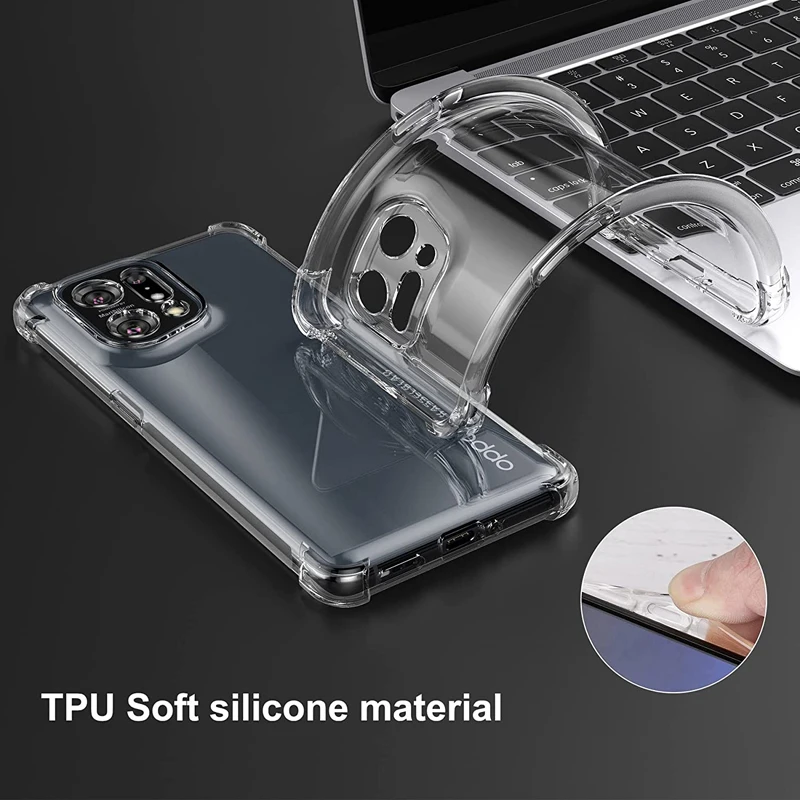 Original Clear Airbag Phone Case for OPPO Find X5 Pro Lite OPPOFindX5Pro X5Lite 5G Soft Silicone Waterproof Transparent Cover image 5
