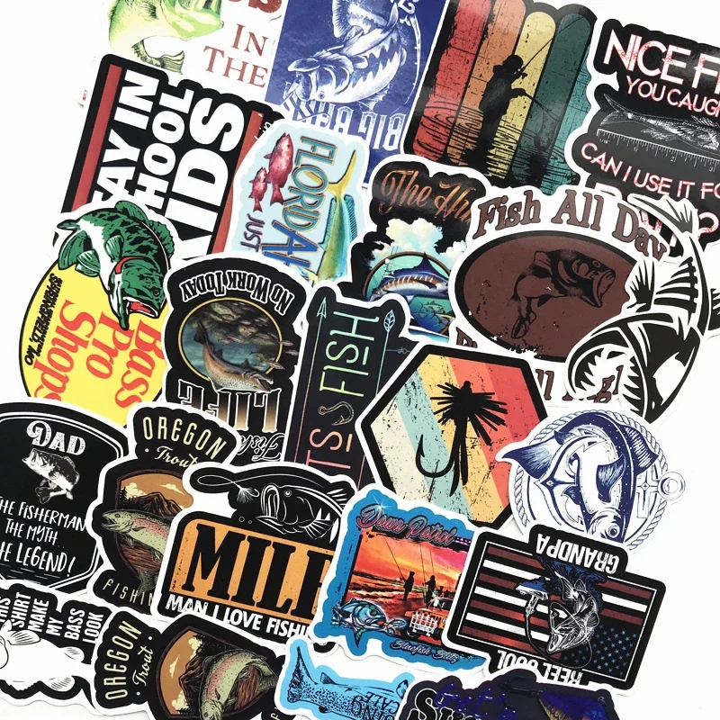 10/30/50PCS adesivi per appassionati di pesca all\'aperto per Laptop Skateboard bagagli Car Styling Bike Doodle decalcomanie Cool Stickers