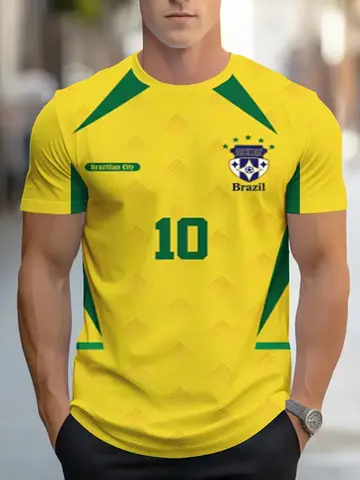 2026 Men's T-shirts Soccer Graphic Team Fan Tee Print Casual Streetwear Sports Fashion Apparel Brazil Jersey