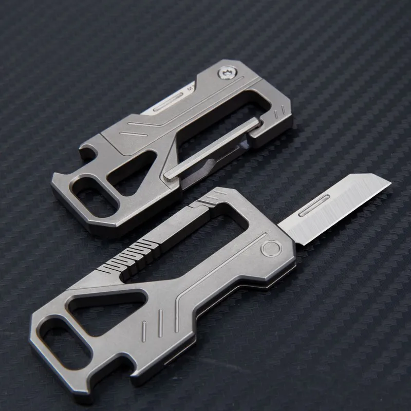 

Titanium Alloy Buckle Pocket Knife Multifunctional Bottle Opener Hang Keychain Carabiner Holder Survival EDC Folidng Knife