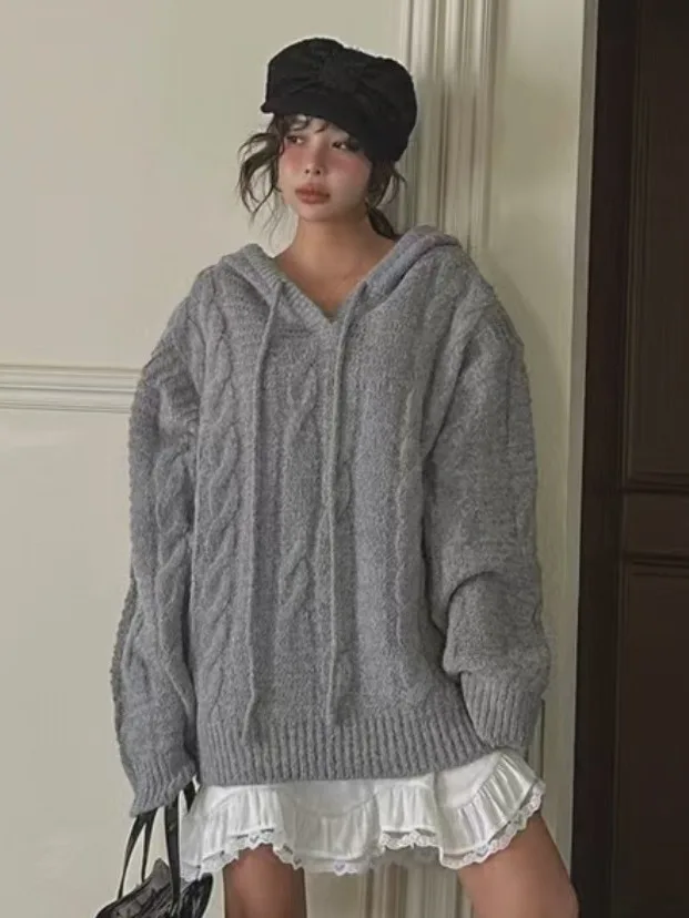 Chique herfst-winter gebreide trui Losse casual warme muts Ontwerp Veelzijdige comfortabele faionable damestop