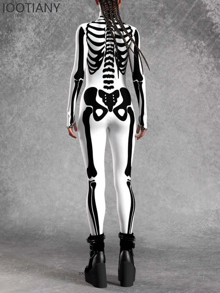 Set di tute Cyberpunk con teschio di Fen Greadult stampato in 3D per donne adulte Set di costumi per spettacoli teatrali aerei per feste di carnevale di Halloween