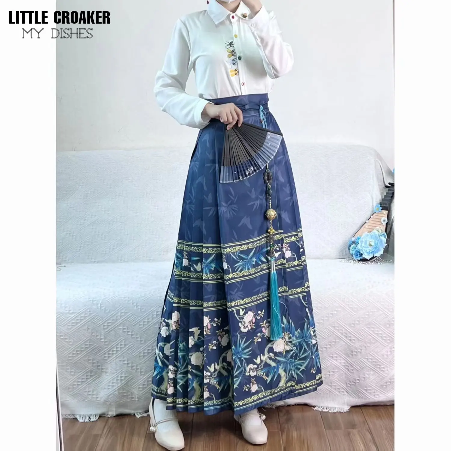 Dinastia Ming Melhorada Chinês Antigo Tradicional Diário Desgaste das Mulheres Hanfu Cavalo Face Saia Moderna Hanfu Roupas