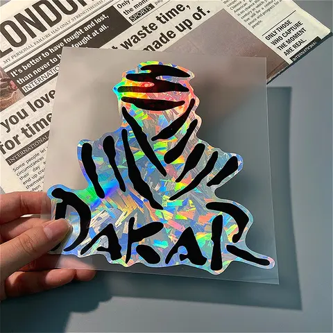 Dakar Desert Rally Reflective Motorcycle Stickers for Scooter Helmet Box Fuel Tank Fairing Holographic Carbon Effect Vinyl Decal