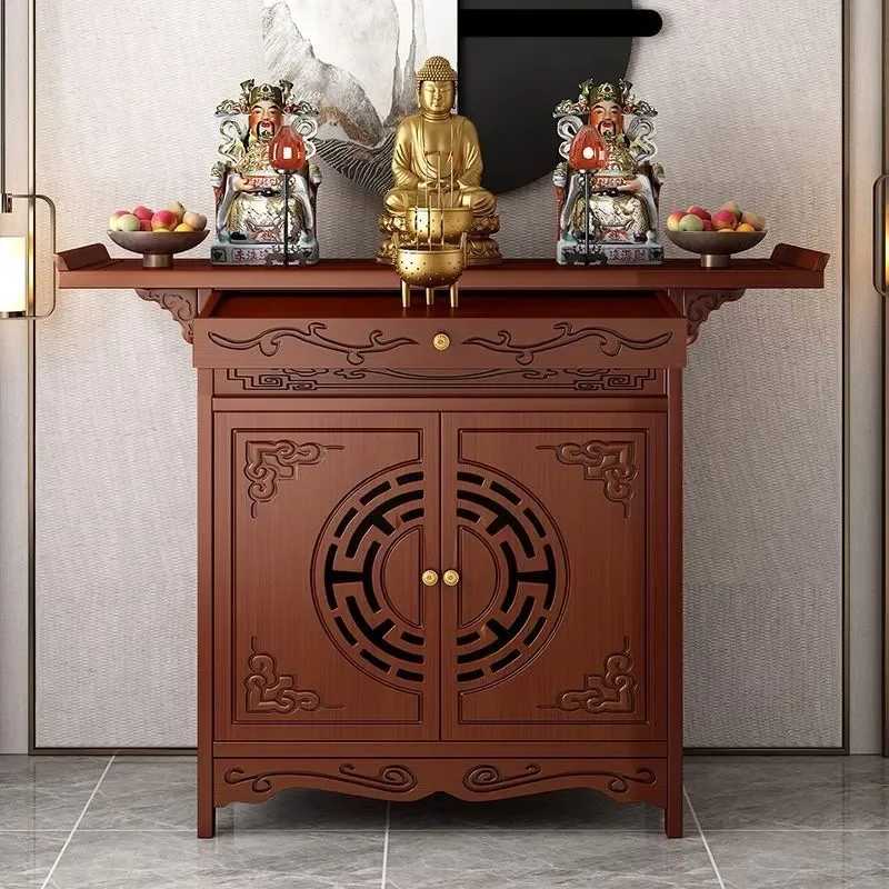 New Chinese Style Household Offering Table for Guanyin and God of Wealth Buddhist Cabinet Incense Burner Entrance Worship
