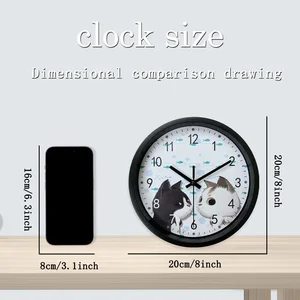 Lindo reloj de pared de diseño de diseño de gato blanco de gato negro, reloj de mudo de 8 pulgadas, sala de estar, dormitorio, guarida, baño, pasillo 8 mejores gatos de reloj de ventas - №8