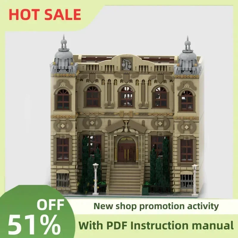 New Hot 6573Pcs City Street View Moc Modular Royal Courthouse Model Custom Puzzles Diy Creative Ideas Toys Birthday Gifts