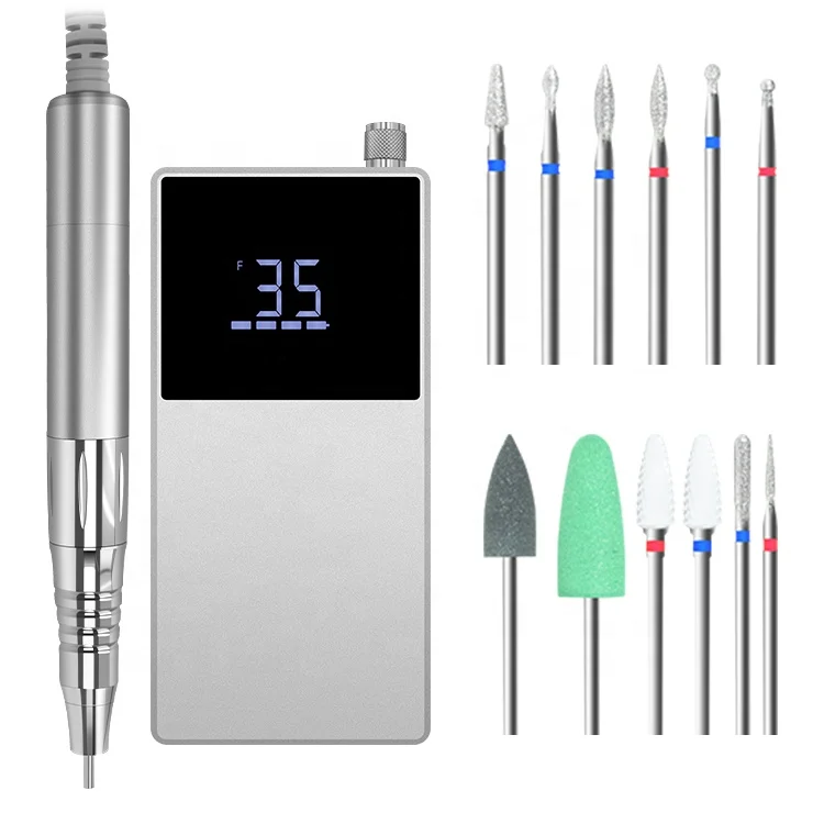 Brushless Automatic Manicure Nail Press Polish Machine Portable Electric Nail Drill Machine 35000rpm Handpiece