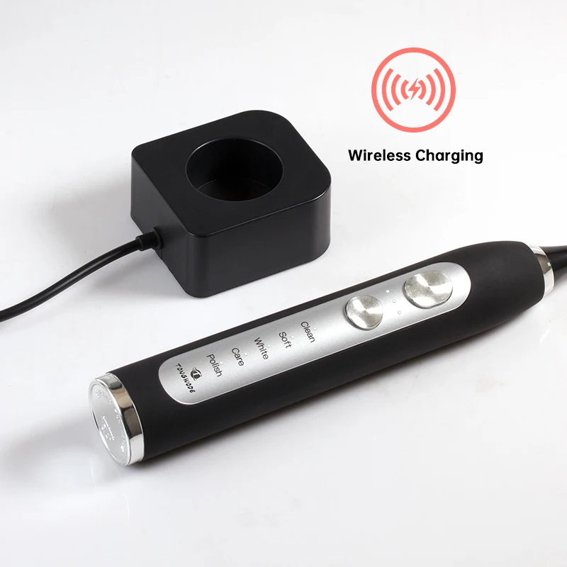 Tongwode 초음파 전동 칫솔 무선 충전 IPX7 방수 교체 헤드 화이트닝 치아 타이머 스마트 6 브러시