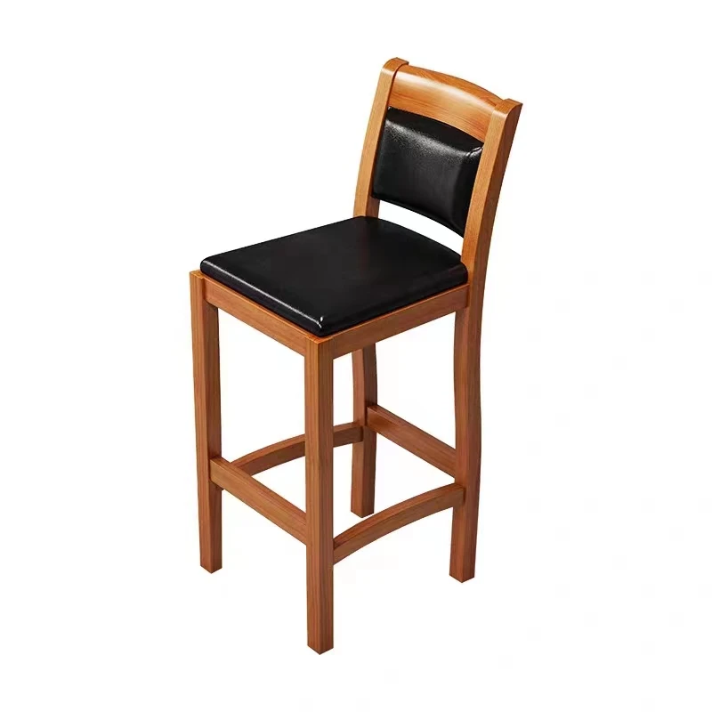 Kursi tinggi kayu bergaya modern klasik industrial, set meja bundar tinggi dengan penyimpanan, furnitur bar