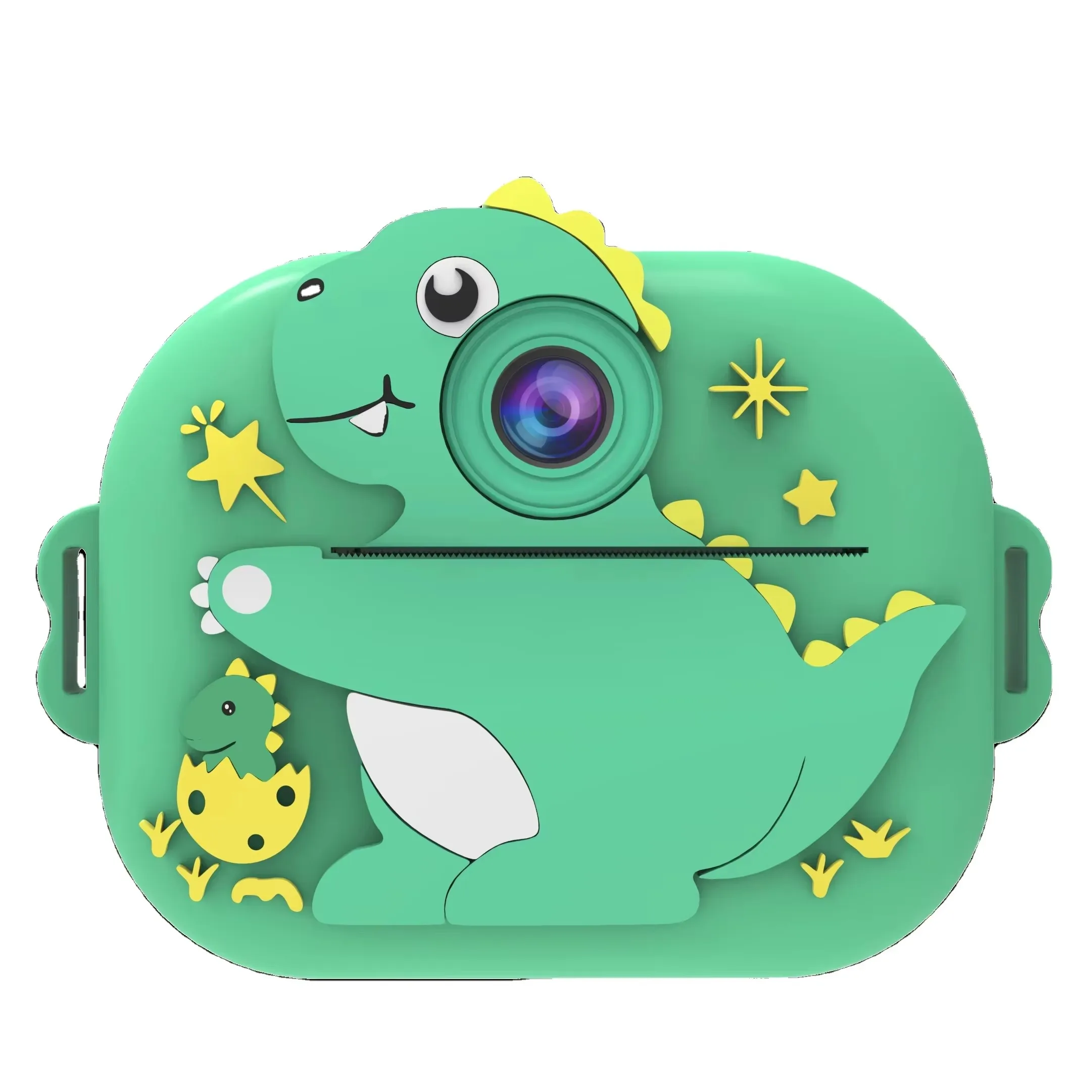

X5D Dinosaur Kids Instant Print Cmera Dual Lens Selfie Cmera Christmas Birthday Gift for Toddler Children Digital Camcorder