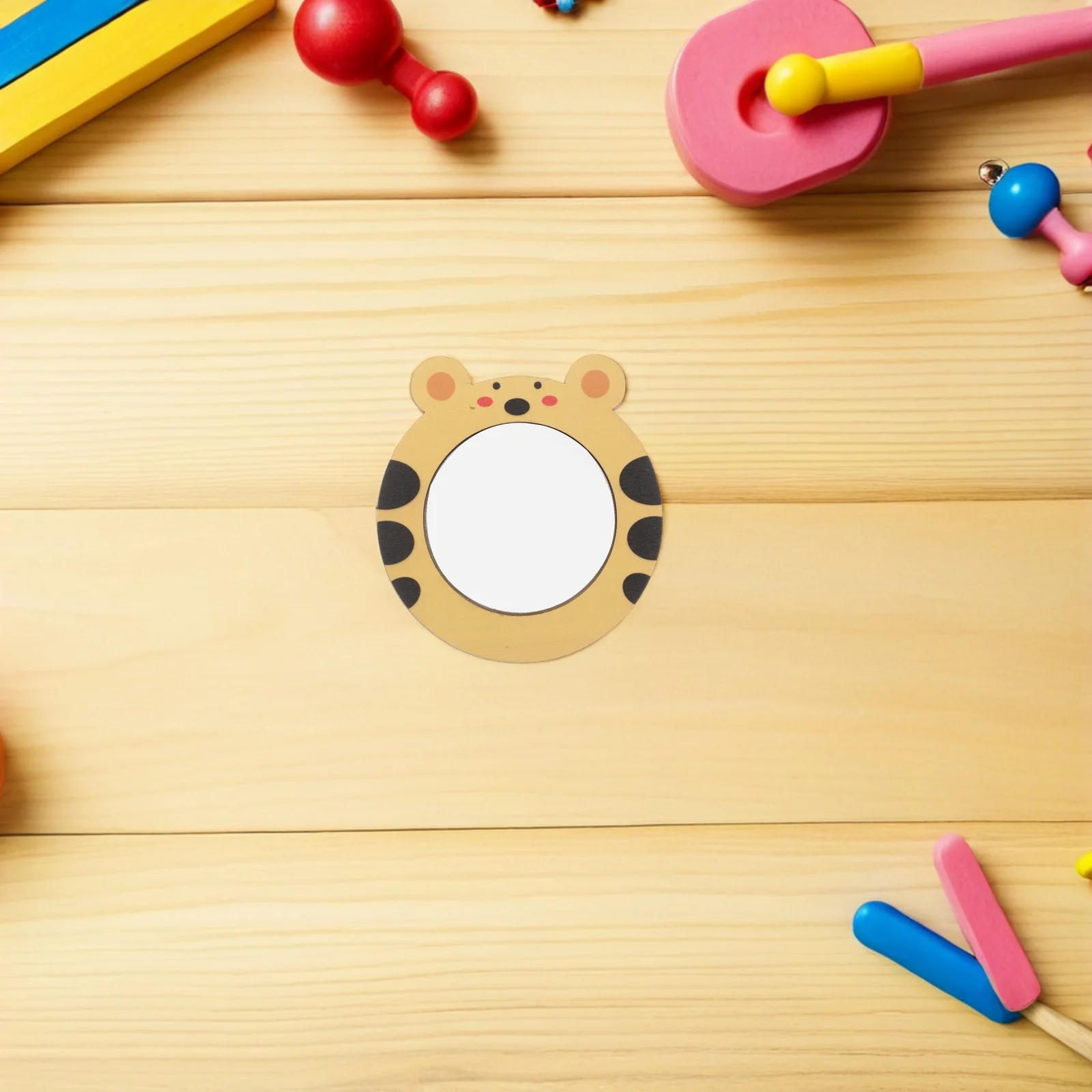 Espelho de Banho de Madeira para Bebês com 2 Peças, Bordas Arredondadas Seguras, Espelho de Água para Aprendizado Cognitivo