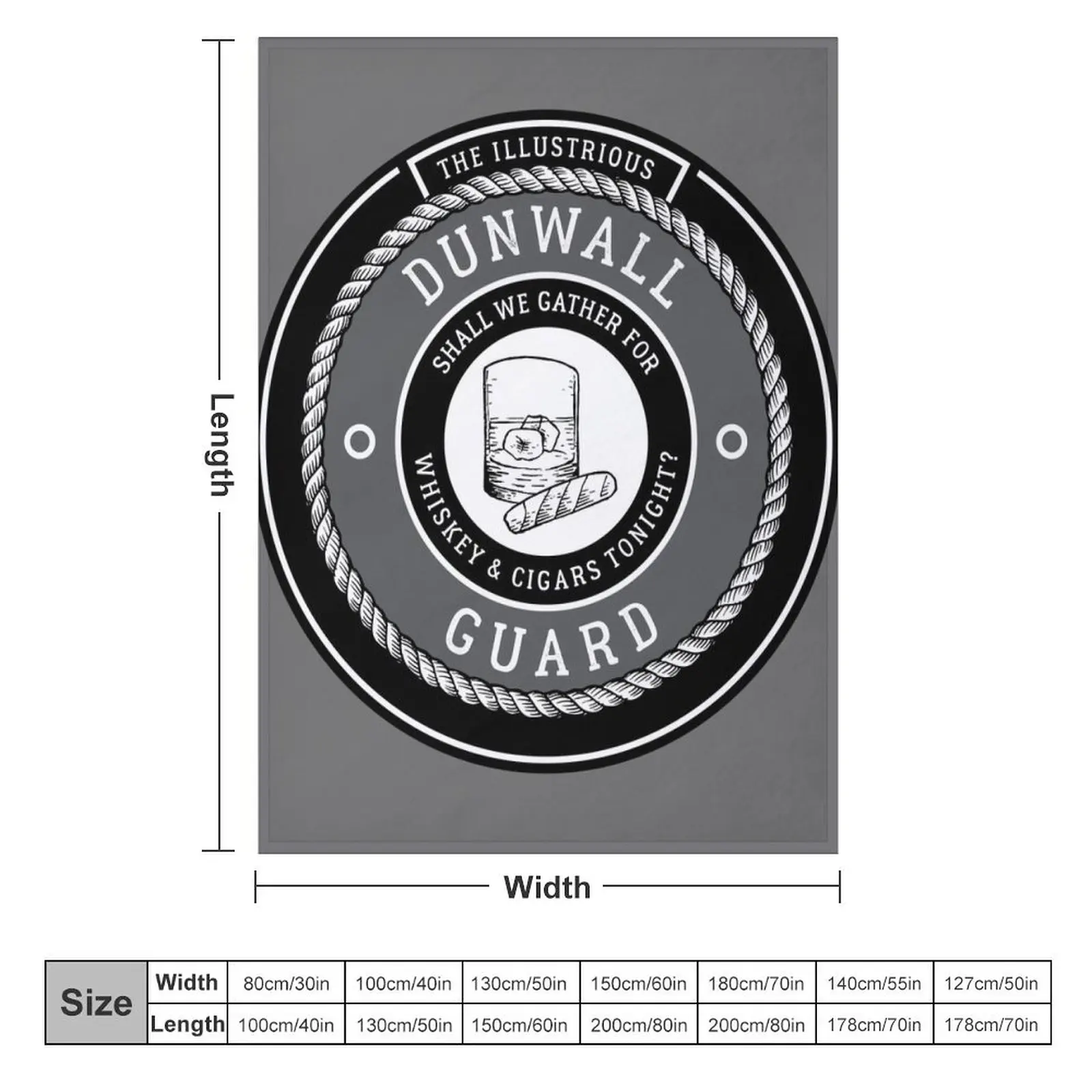 Whiskey & Cigars (Black & Grey) Throw Blanket Multi-Purpose Picnic Blankets