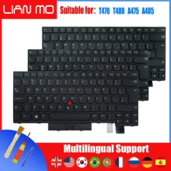 Reino Unido/EUA/Coreano/Brasil/Espanha/Portugal/Tedesco/Russo Teclado de laptop para Lenovo ThinkPad T470 T480 A475 A485 01AX364