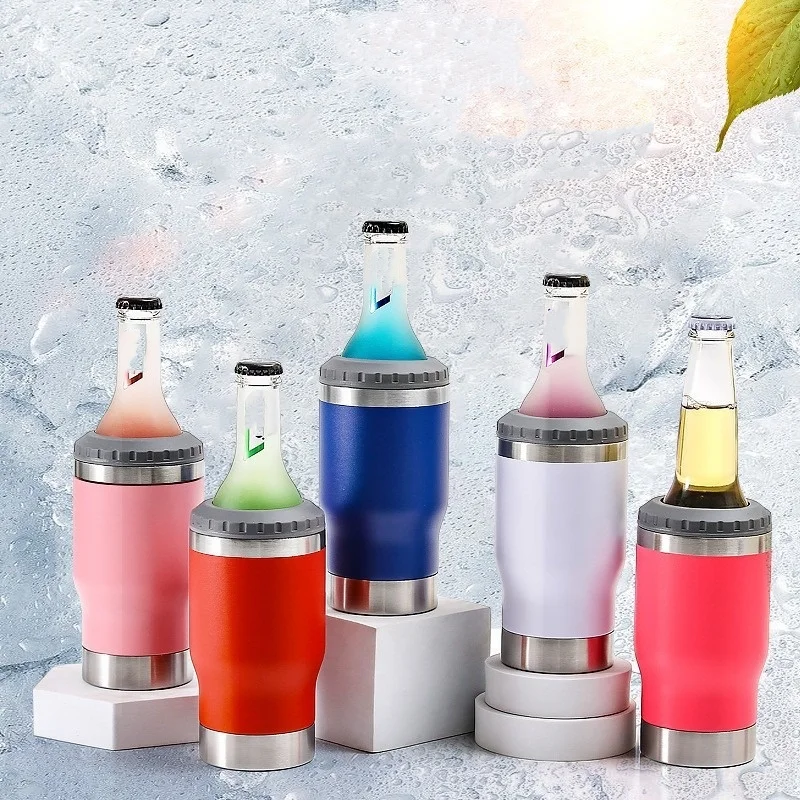 14oz Beer Mug Thermos Cup with Bottom Bottle Opener Stainless Steel Insulated Cup Portable Cold&Hot Storage Tank for Camping