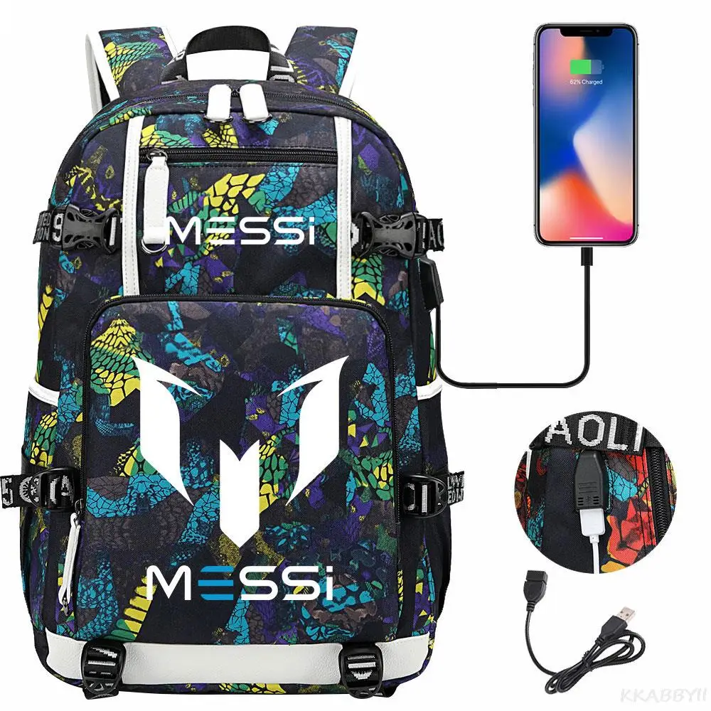 Messi zaino capacità mimetica zaini per Laptop USB impermeabile multifunzionale viaggi d\'affari Mochila Infantil