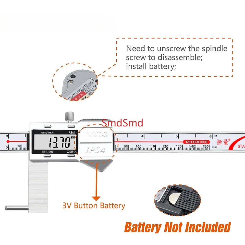 Metric Inch Lengthened Cylindrical Head Inner Groove Digital Caliper Arc Groove Measurement Outer Groove Electronic Caliper